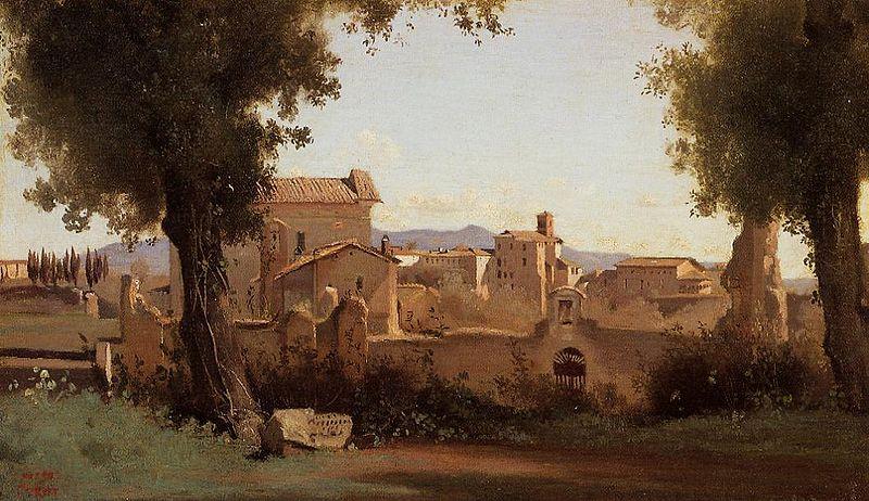 Jean Baptiste Camille  Corot Farnese Gardens Sweden oil painting art